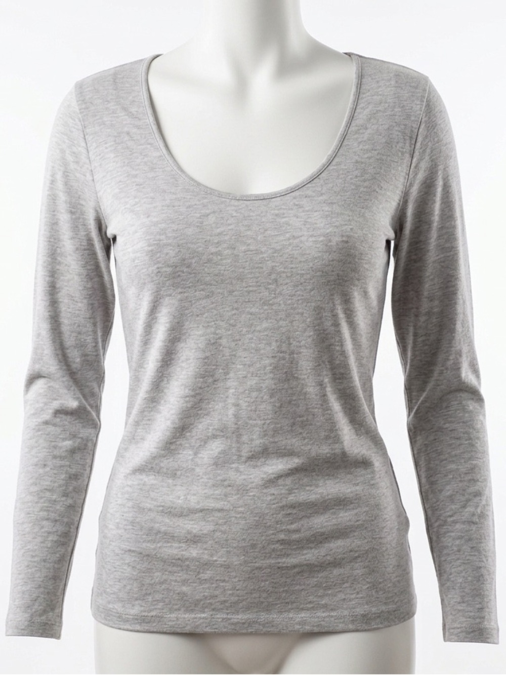 UNIQLO Heattech Scoop Neck Long Sleeve Top Grey Size L